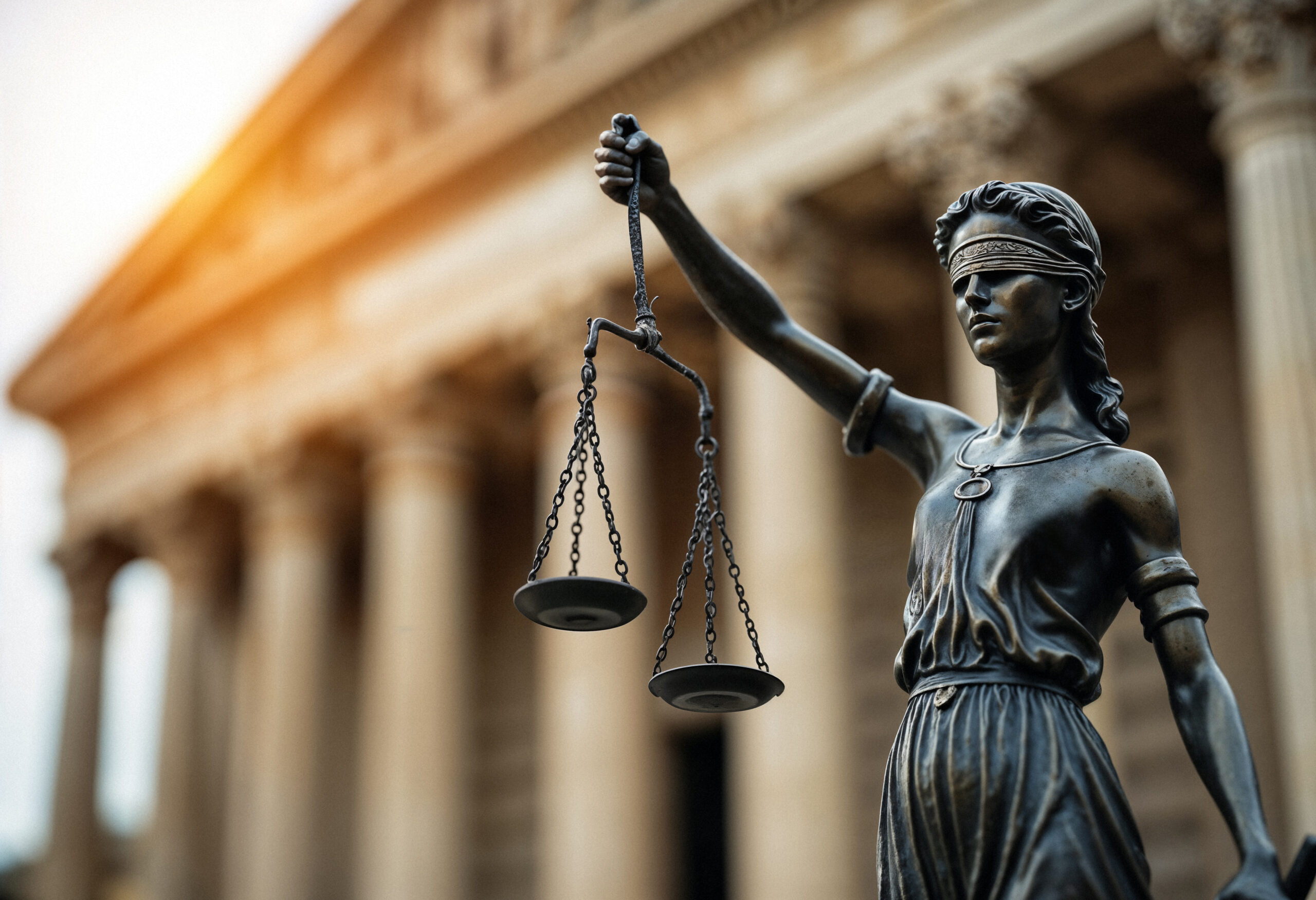 Estátua da Justiça simbolizando decisão judicial do STF sobre a redução da aposentadoria por incapacidade permanente.